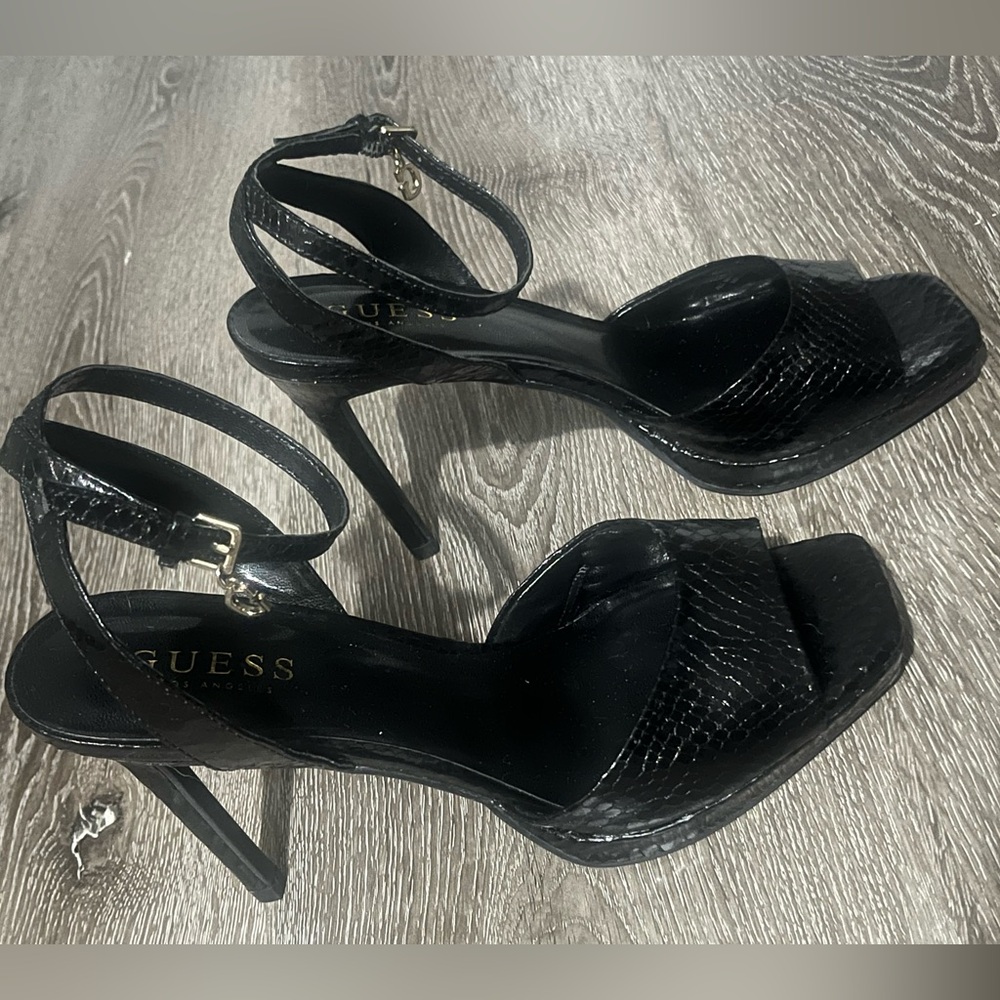 Guess 4” Snake Skin Ankle Strap Heel